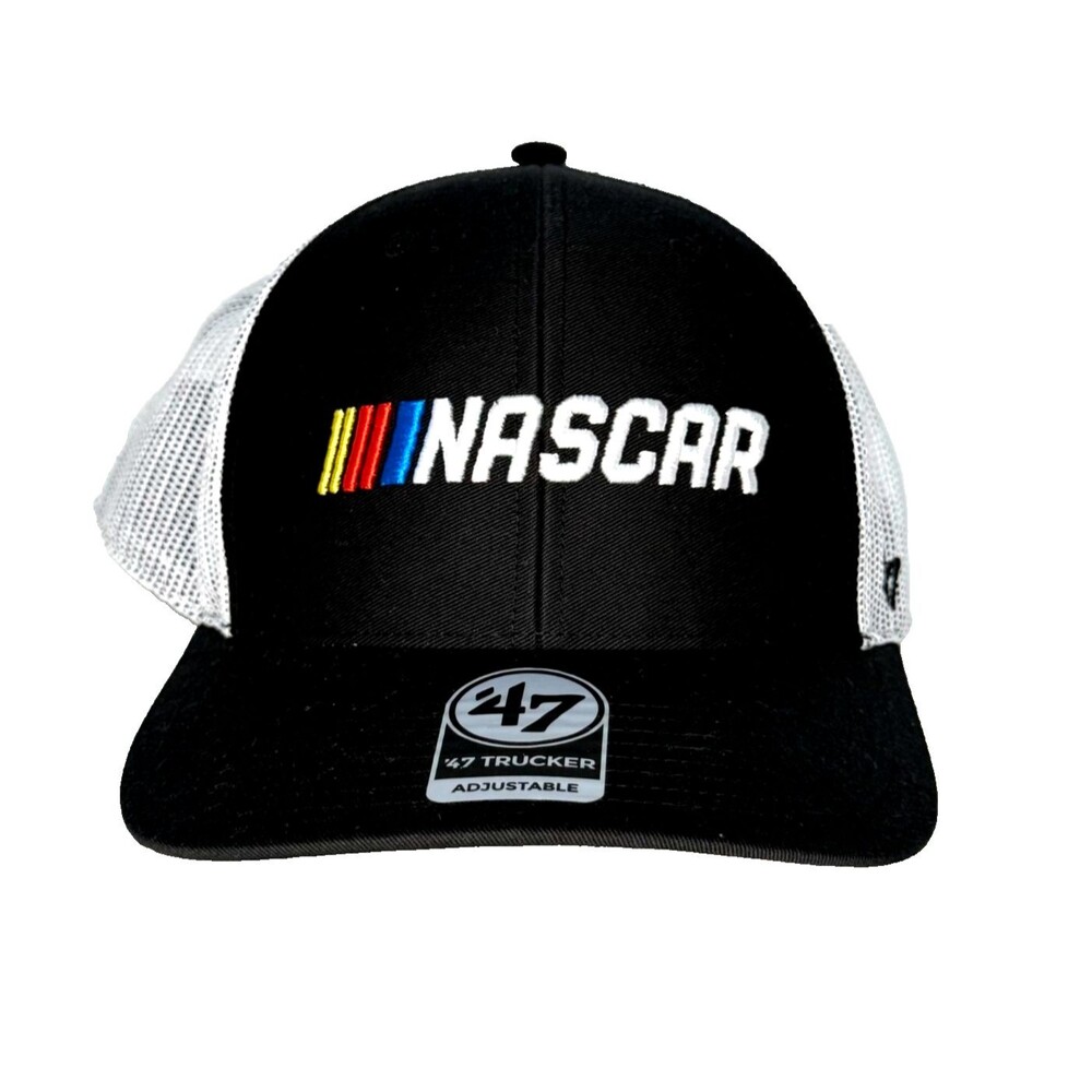 NASCAR 47 Brand Trucker Hat Black White Snapback Adjustable Racing Cap New